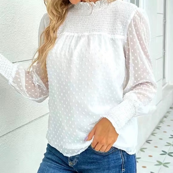 Swiss Dot Mick Neck Blouse - Picture 12 of 12